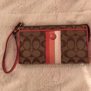 COACH Jacquard And Leather Wristlet